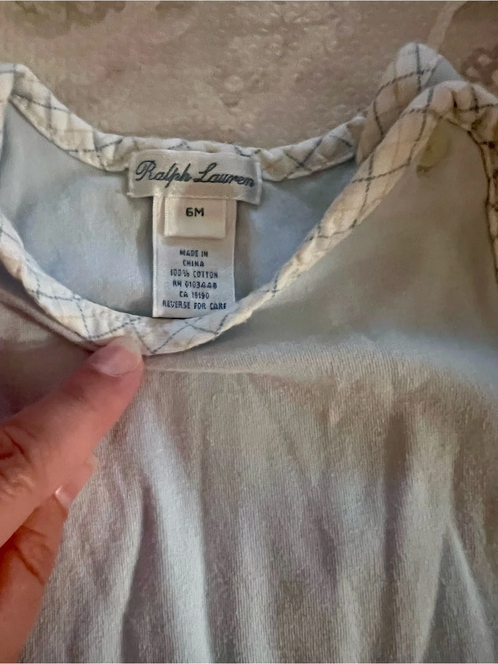 Ralph Lauren Light Blue Grid Baby Layette Set